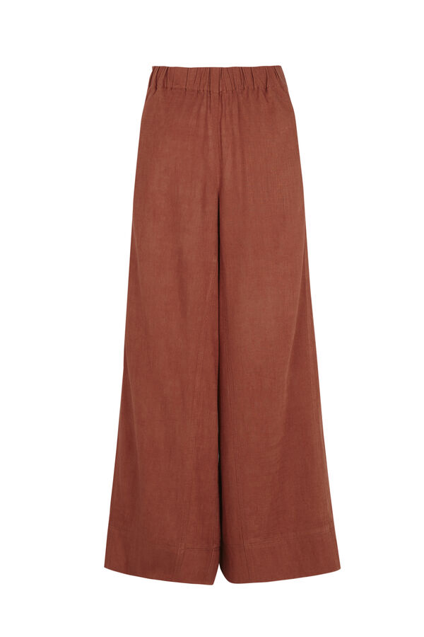 Slowlove Pantal&oacute;n ancho de lino lavado Marr&oacute;n