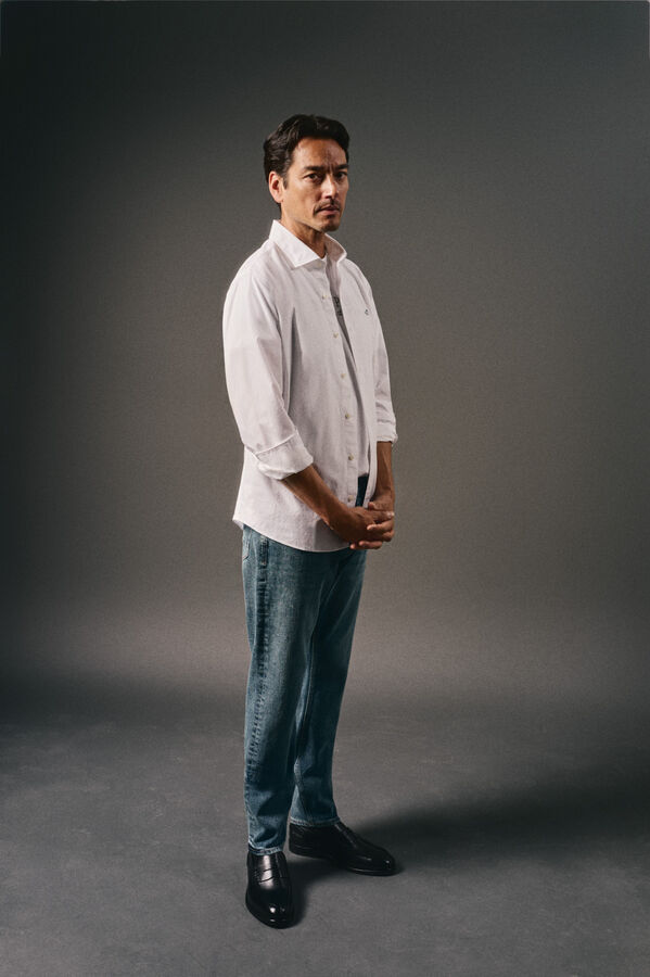 OOTO Camisa lisa popel&iacute;n Blanco