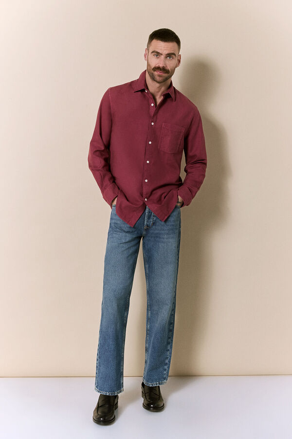 OOTO Camisa lisa fluida Granate