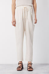 Cortefiel Pantalones fluidos de tencel Beige
