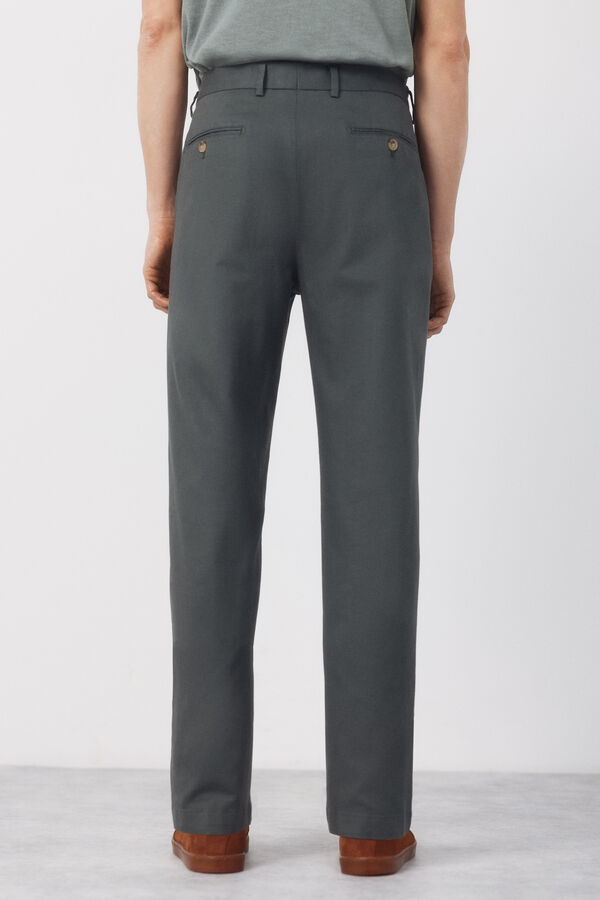 Cortefiel Pantal&oacute;n traje coordinado mezcla lino Kaki