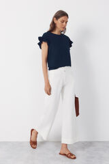 Cortefiel Pantalones con ribete Blanco