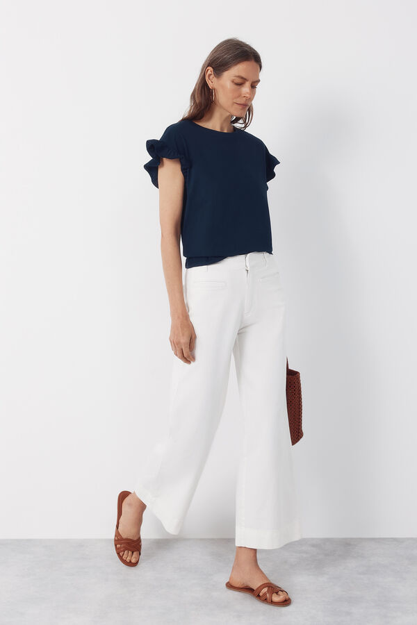 Cortefiel Pantalones con ribete Blanco