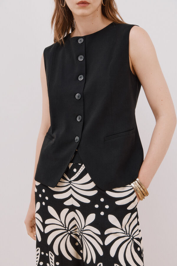 Cortefiel Chaleco cuello redondo Negro