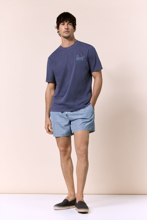 OOTO Camiseta gr&aacute;fica lavada Azul