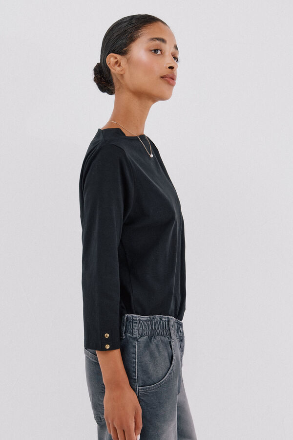 Cortefiel Playera b&aacute;sica cuello barco Negro