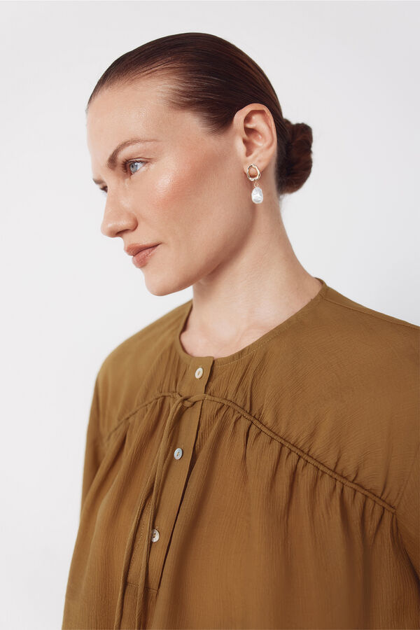 Cortefiel Blusa con cord&oacute;n Amarillo