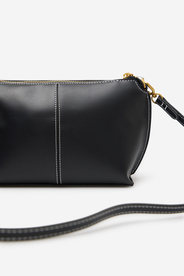 Cortefiel Bandolera b&aacute;sica con pespuntes Negro