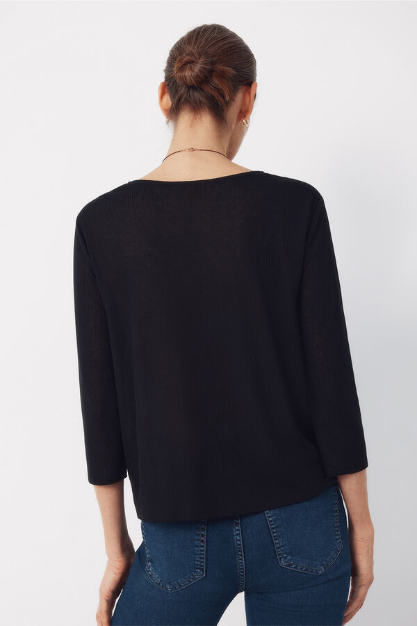 Cortefiel Playera con nudo Negro