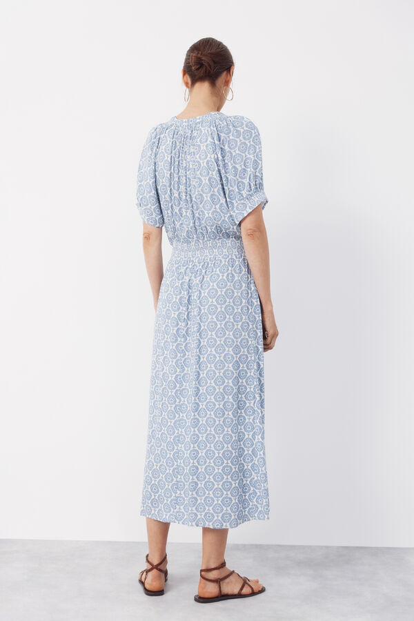 Cortefiel Vestido de manga corta Estampado azul