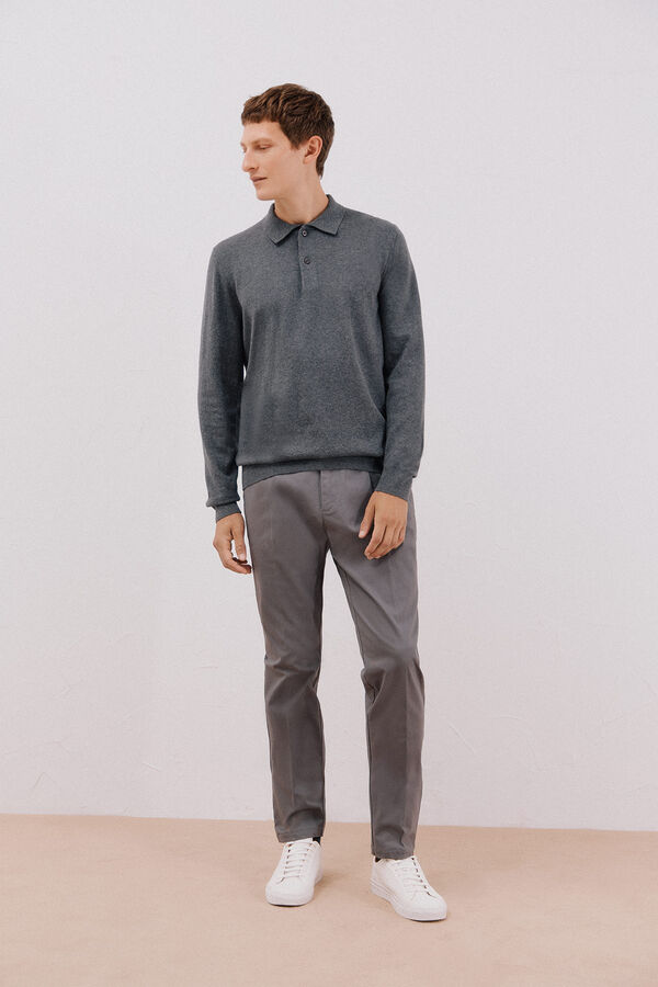 Cortefiel Su&eacute;ter algod&oacute;n cashmere cuello redondo ajustado Gris