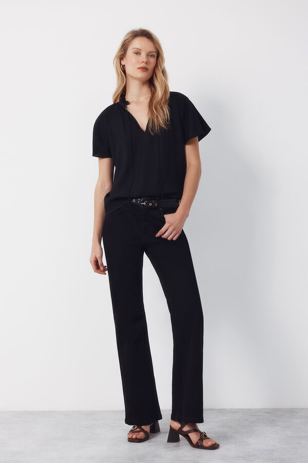 Cortefiel Blusa manga rangl&aacute;n Negro