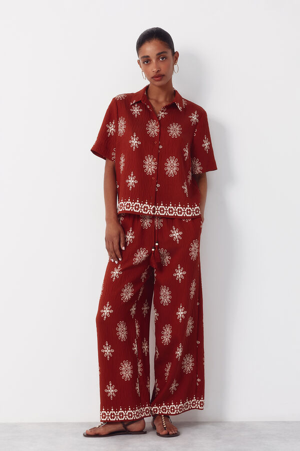 Cortefiel Pantal&oacute;n estampado Rojo
