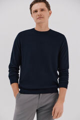 Cortefiel Su&eacute;ter algod&oacute;n cashmere cuello redondo ajustado Azul marino