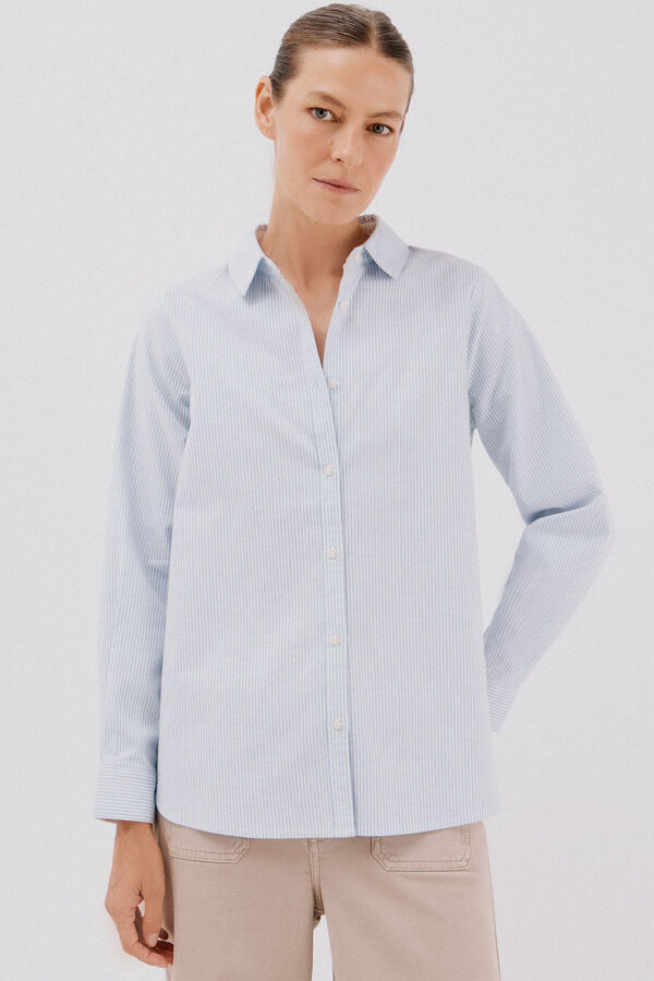 Cortefiel Camisa oxford  Estampado azul