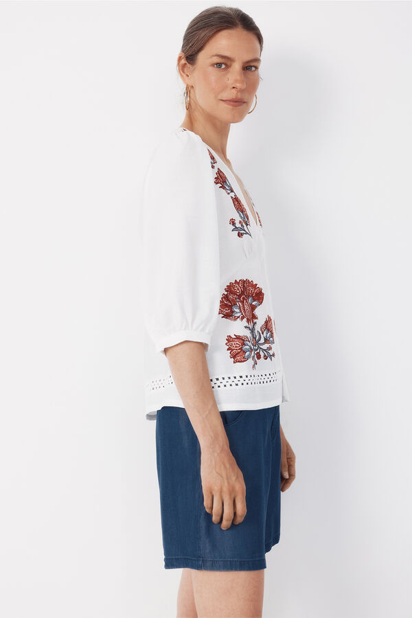 Cortefiel Blusa con estampado posicional Estampado blanco