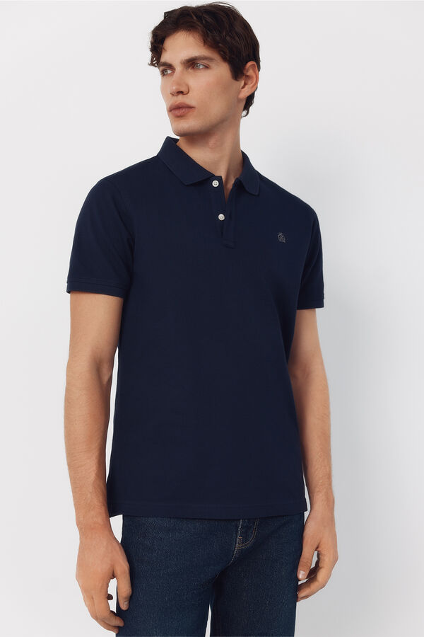 Cortefiel Polo b&aacute;sico piqu&eacute; slim Azul marino