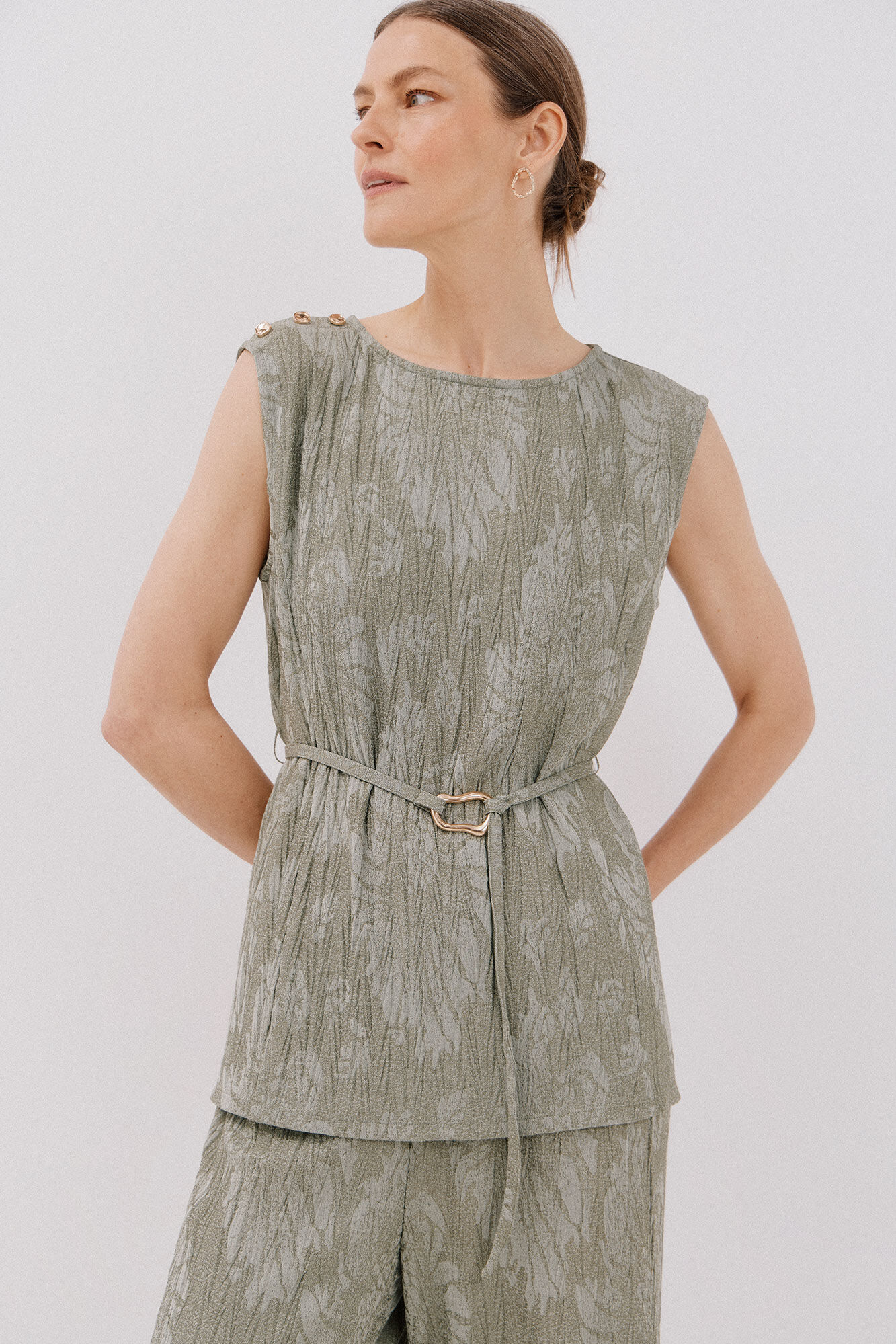 Cortefiel Top jacquard hebilla