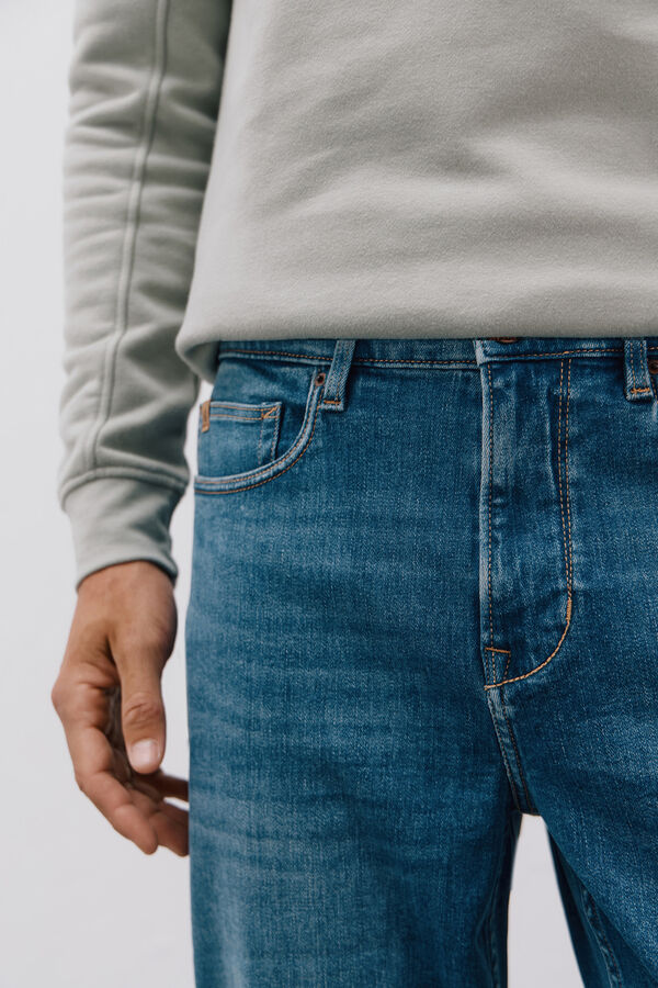 Cortefiel Pantal&oacute;n de mezclilla straight fit Azul