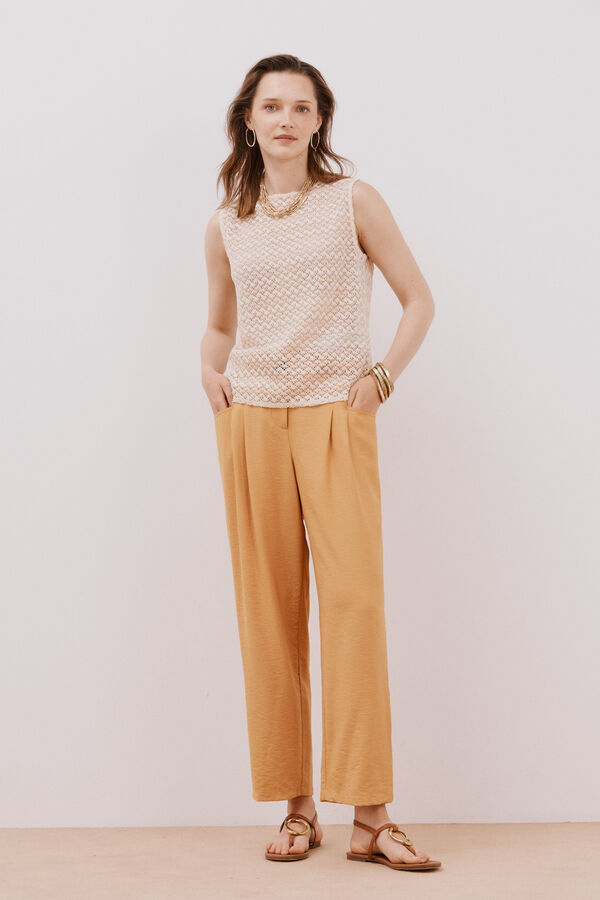 Cortefiel Top de lurex con estructura Marfil