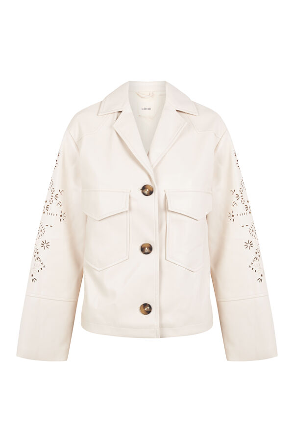 Slowlove Chamarra perforada en manga Beige
