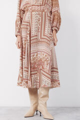 Cortefiel Falda de quillas estampada Multicolor