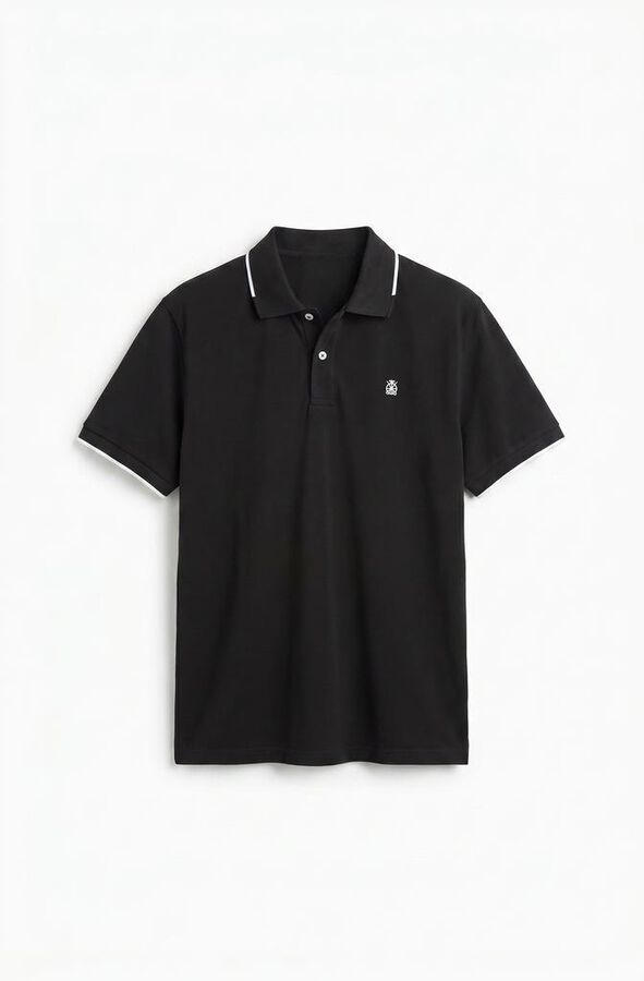 Cortefiel Polo COOLMAX&reg; cuello jacquard Negro