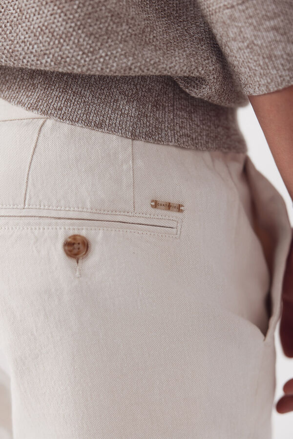 Cortefiel Pantal&oacute;n chino algod&oacute;n-lino regular Marfil