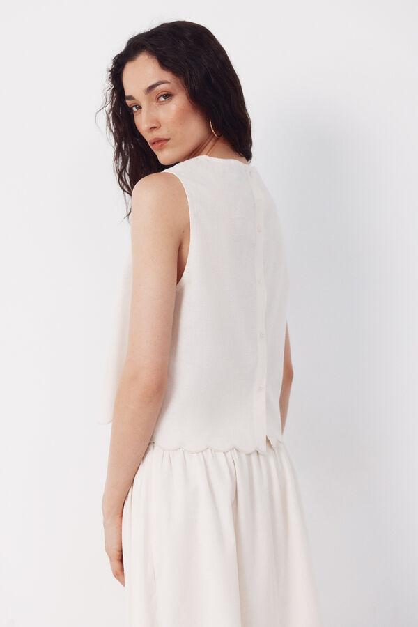 Cortefiel Top bordado Estampado beige