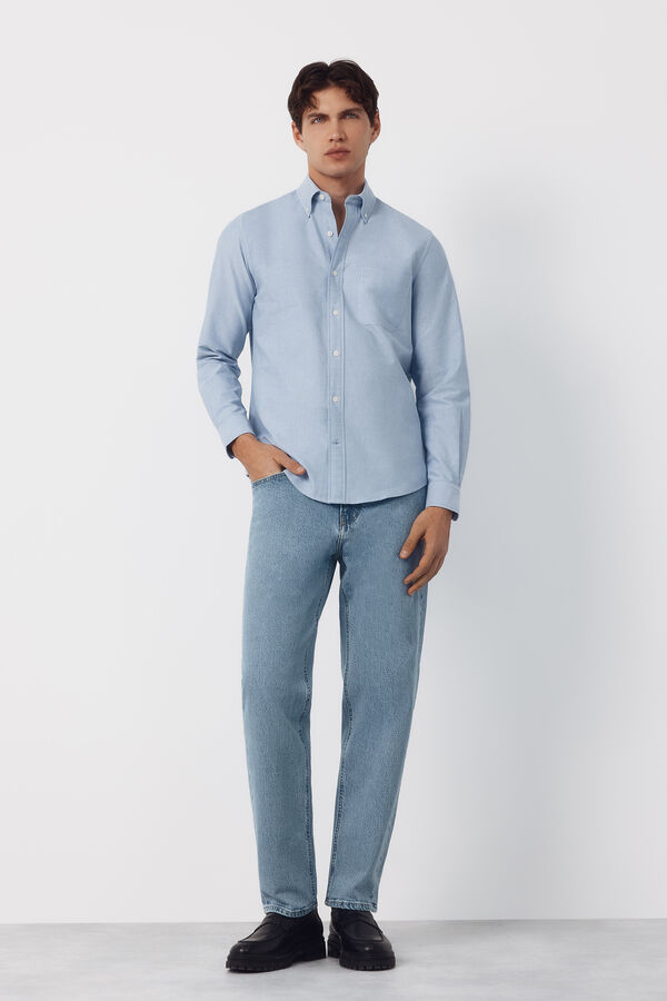 Cortefiel Camisa oxford lisa Azul