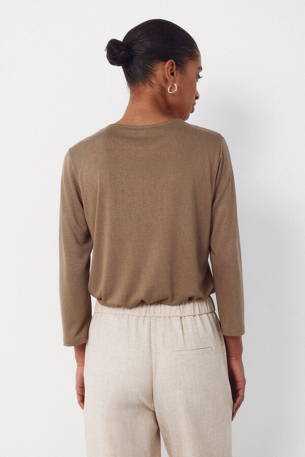 Cortefiel Playera con detalle de vainicas Kaki