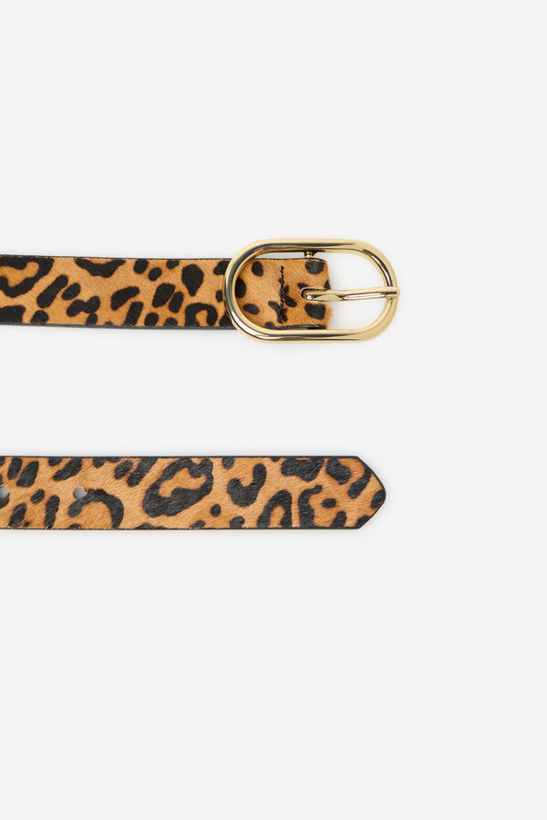 Cortefiel Cintur&oacute;n cl&aacute;sico de polipiel Estampado marr&oacute;n