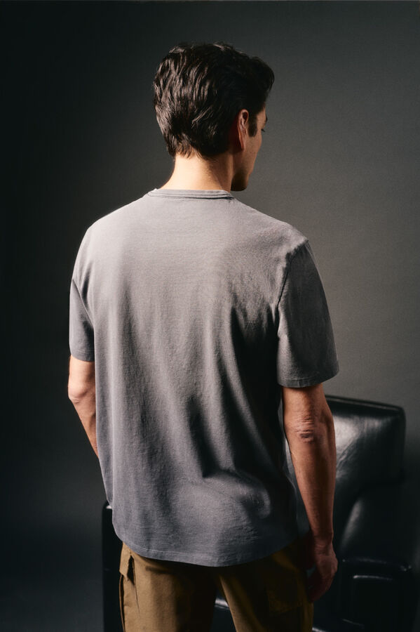 OOTO Camiseta b&aacute;sica con bordado avi&oacute;n Gris