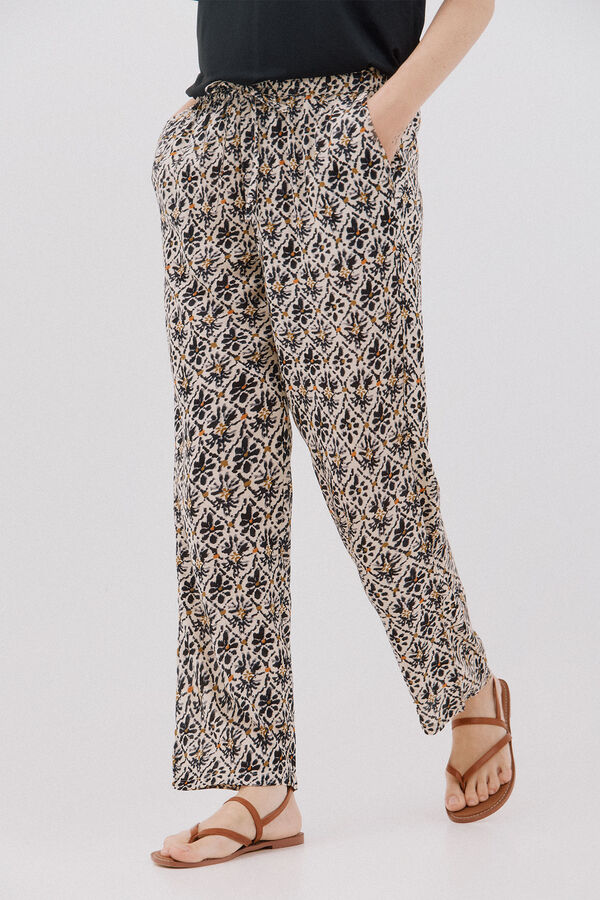 Cortefiel Pantal&oacute;n fluido estampado Multicolor