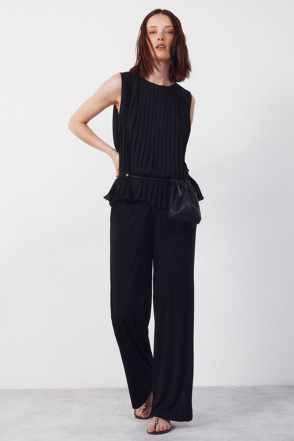 Cortefiel Blusa plisada Negro