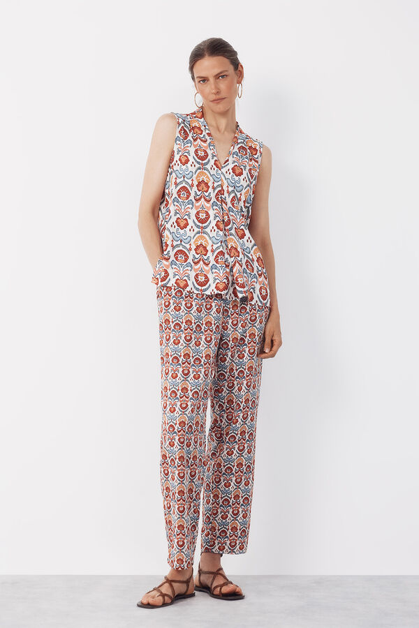 Cortefiel Pantal&oacute;n fluido estampado Multicolor