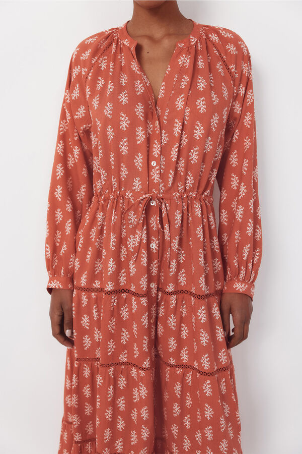 Cortefiel Vestido estampado Estampado beige