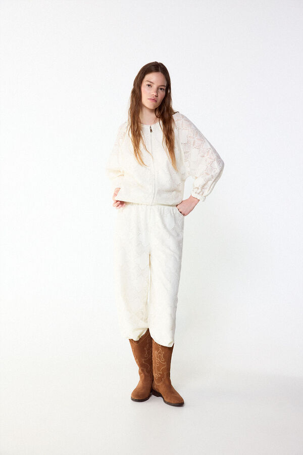 Slowlove Pantal&oacute;n bombacho de encaje Marfil