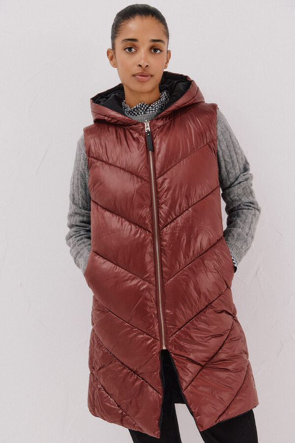 Cortefiel Chaleco largo reversible Vino