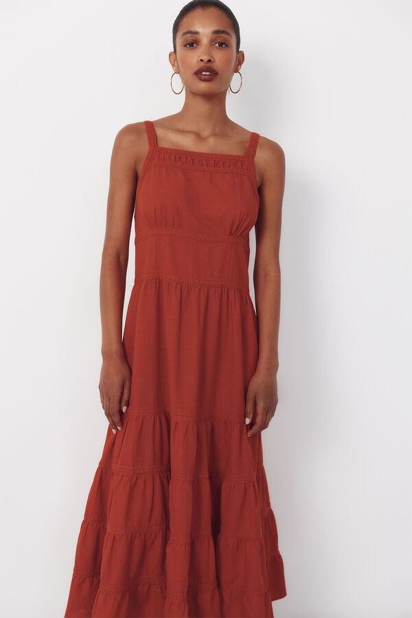 Cortefiel Vestido estampado Rojo