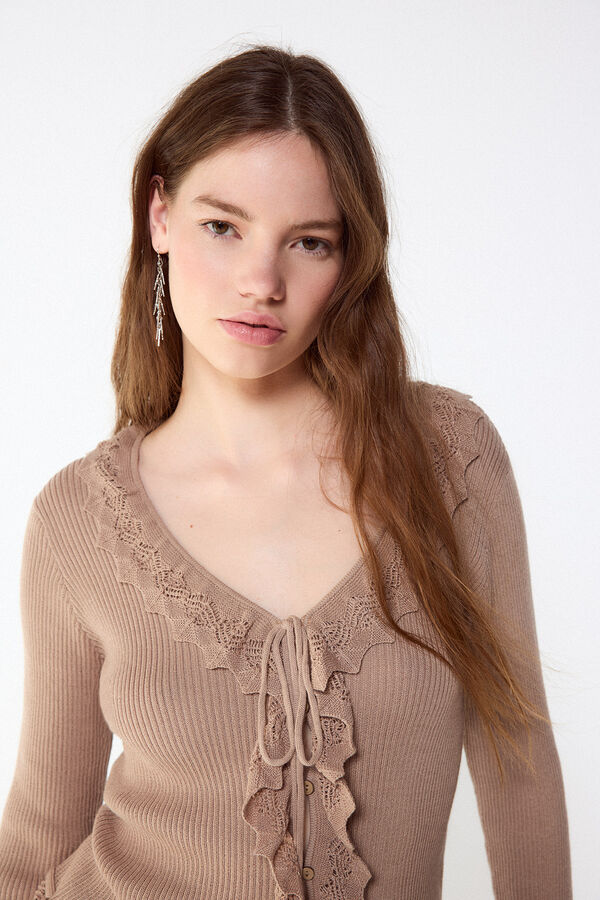 Slowlove Su&eacute;ter de punto con efecto degradado Marr&oacute;n