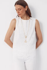 Cortefiel Top de guipur Blanco