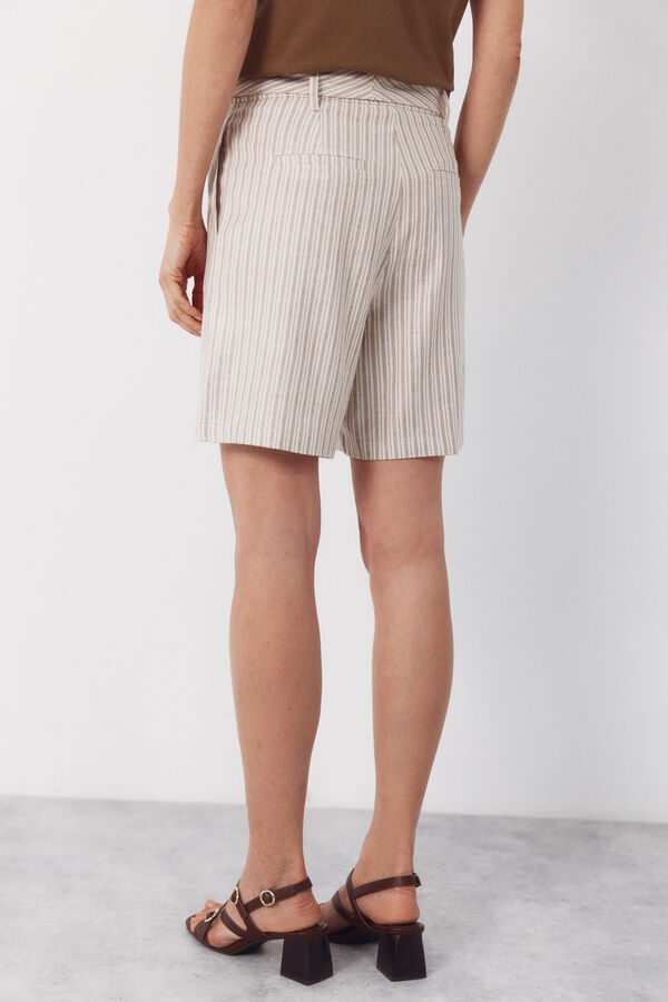 Cortefiel Pantal&oacute;n bermuda de lino Estampado marr&oacute;n
