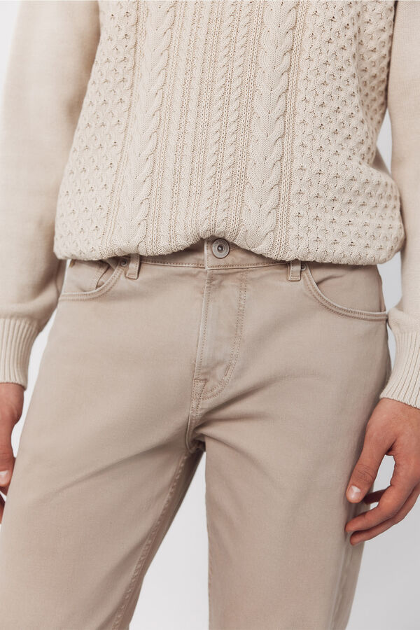 Cortefiel Pantal&oacute;n 5 bolsillos color regular fit Beige