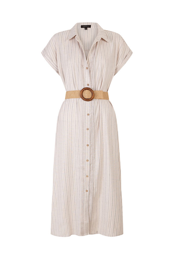 Cortefiel Vestido lino Estampado blanco