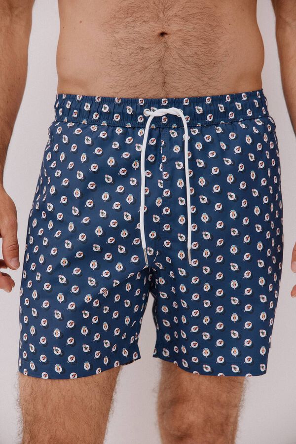Cortefiel Ba&ntilde;ador estampado flotadores Azul marino