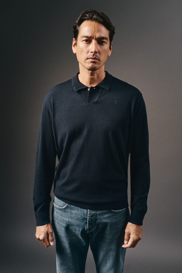 OOTO Jersey cuello polo algod&oacute;n Azul marino