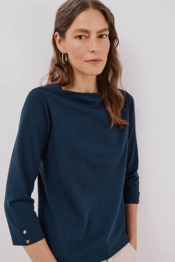 Cortefiel Playera de algod&oacute;n Azul marino