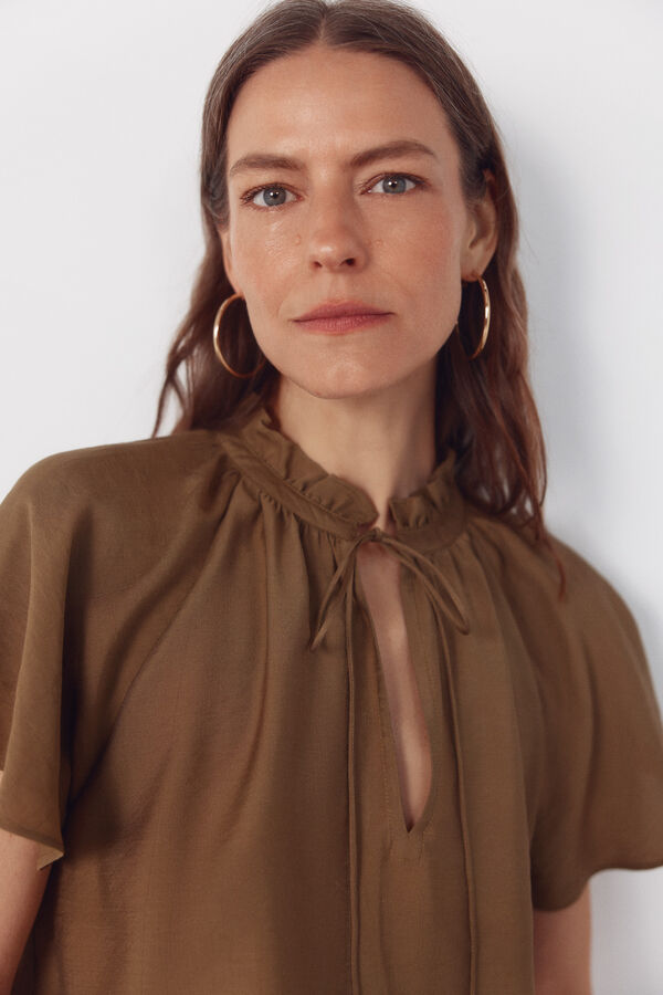 Cortefiel Blusa manga rangl&aacute;n Kaki