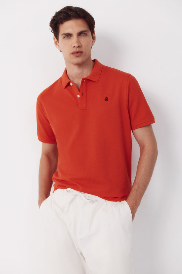 Cortefiel Polo b&aacute;sico piqu&eacute; Coral